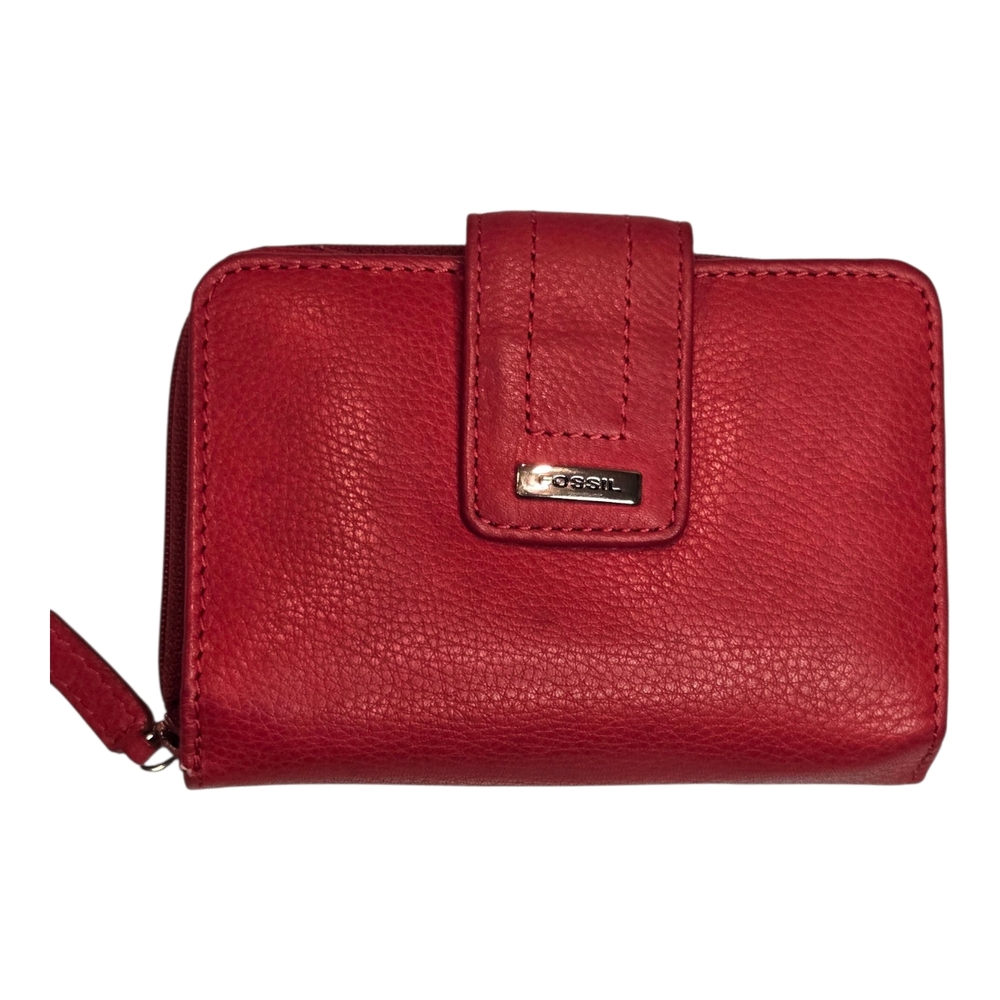 Fossil Red Pebbled Leather Wallet Red Cute